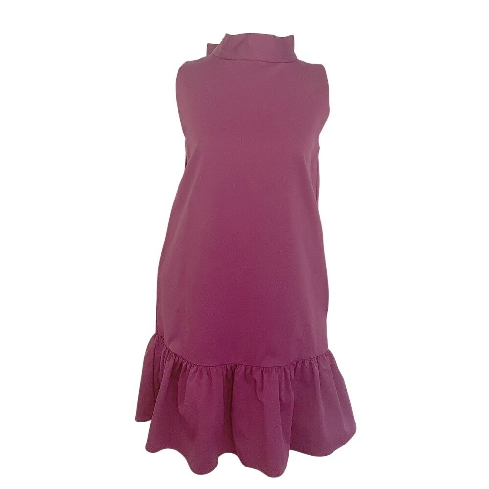 LaRoque Original Magenta Purple Bow Back Ruffle Hem Shift‎ Dress Womens S Party